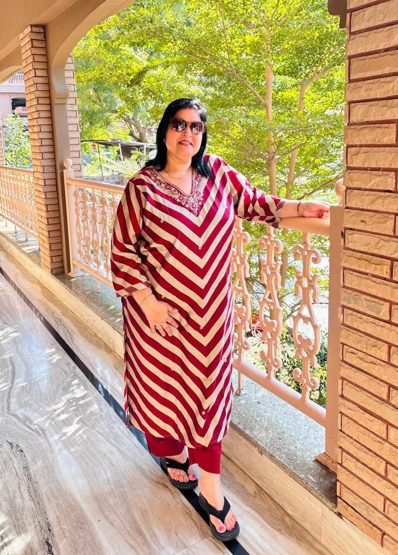 Pure Muslin Silk Kurti Pant Set