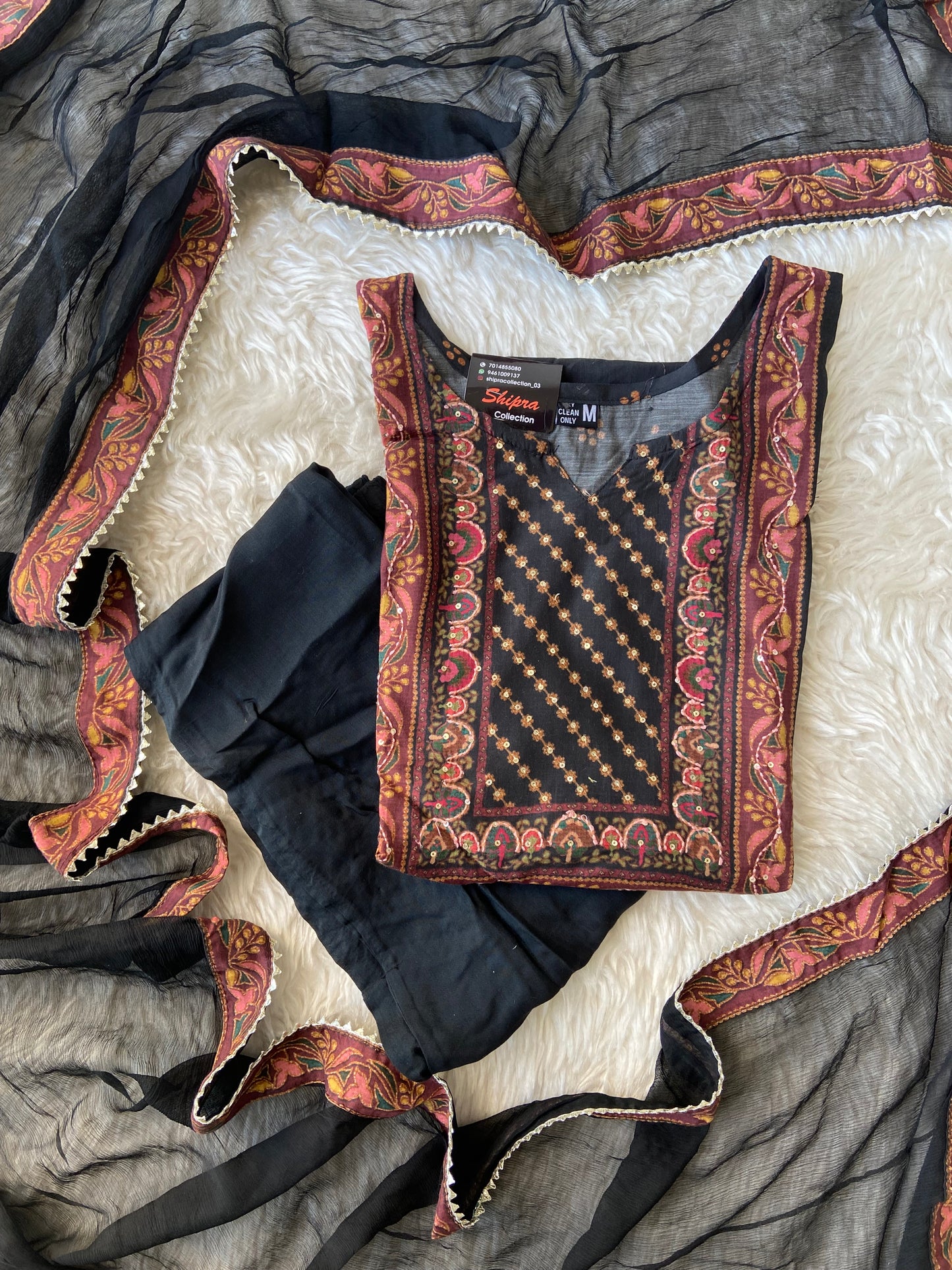 Premium Muslin Silk Kurti Pant Dupatta Set