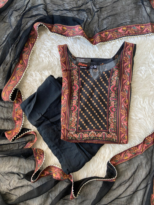 Stock Clearance 🚨 Premium Muslin Silk Kurti Pant Dupatta Set