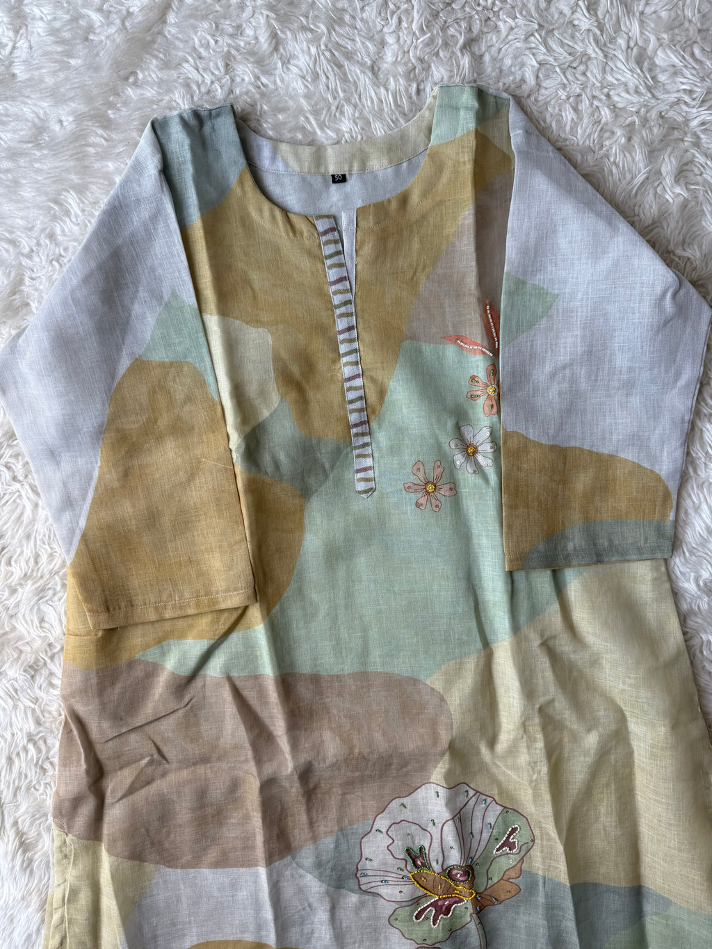 “Plus Size” Linen Kurti Pant Dupatta Set