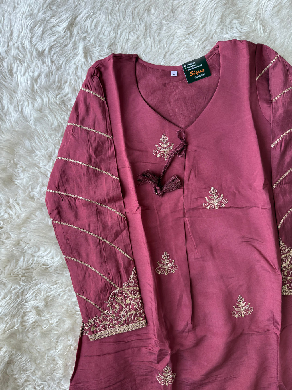 Pure Muslin Silk Kurti Pant Organza Dupatta Set