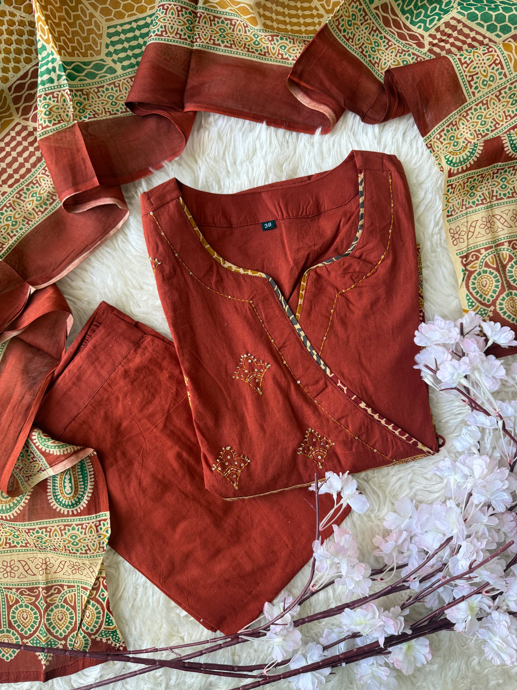 Premium Cotton Kurti Pant Dupatta Set