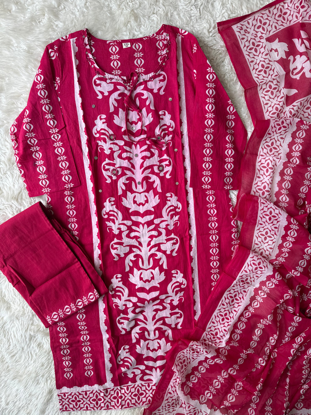 Premium Cotton Kurti Pant Dupatta Set