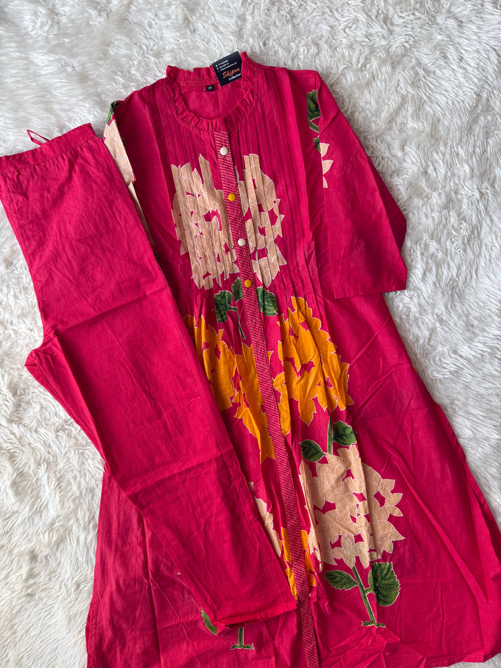 Cotton A-line Kurti Pant Set