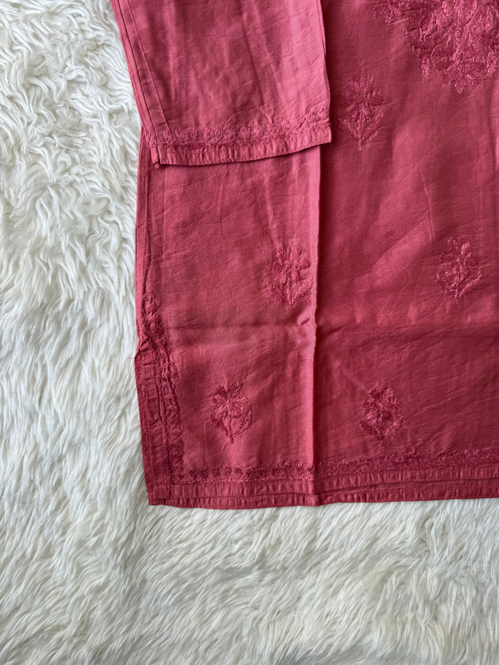 Chanderi Silk Chikankari Short kurti