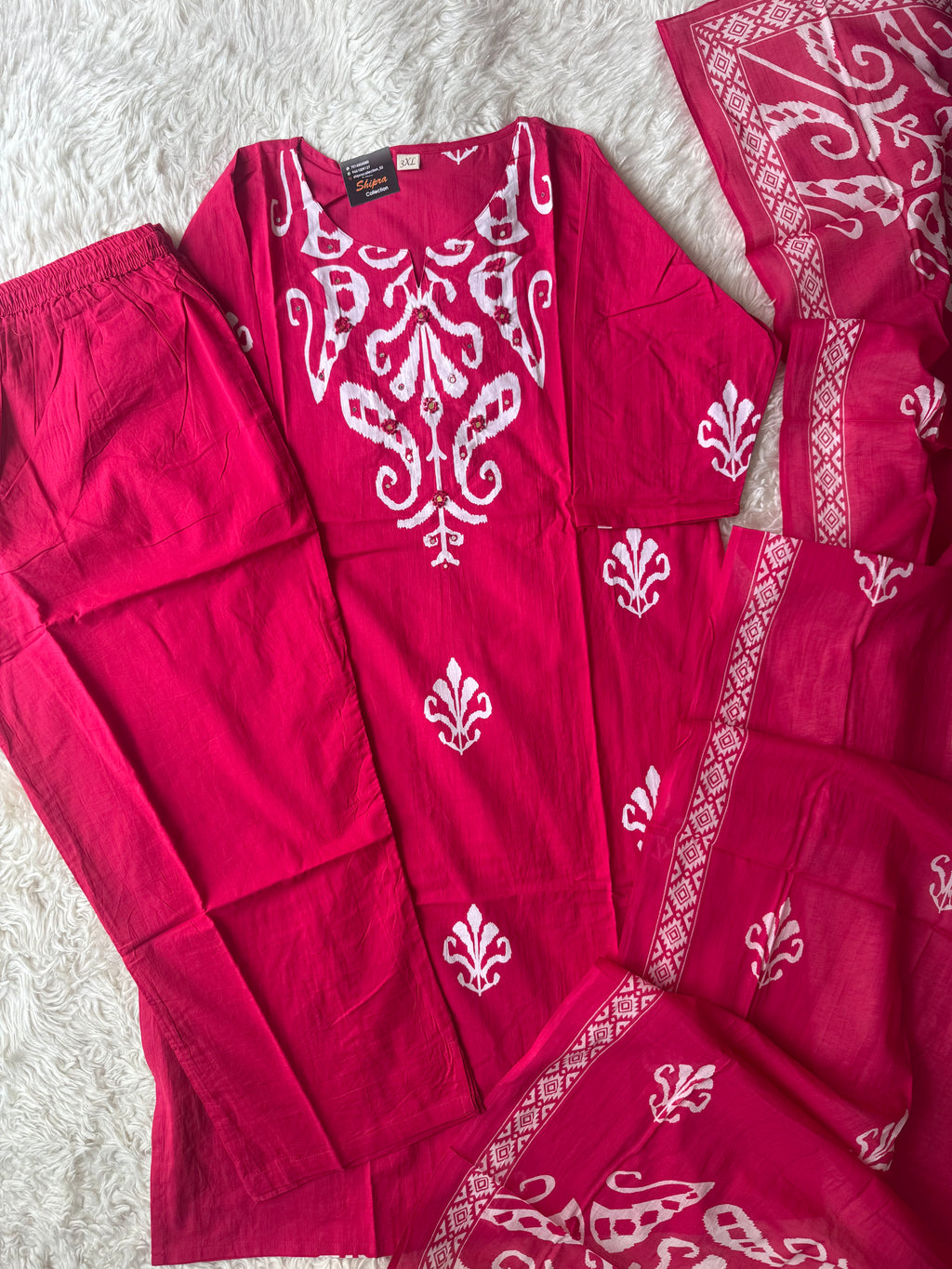 Premium Cotton Kurti Pant Dupatta Set