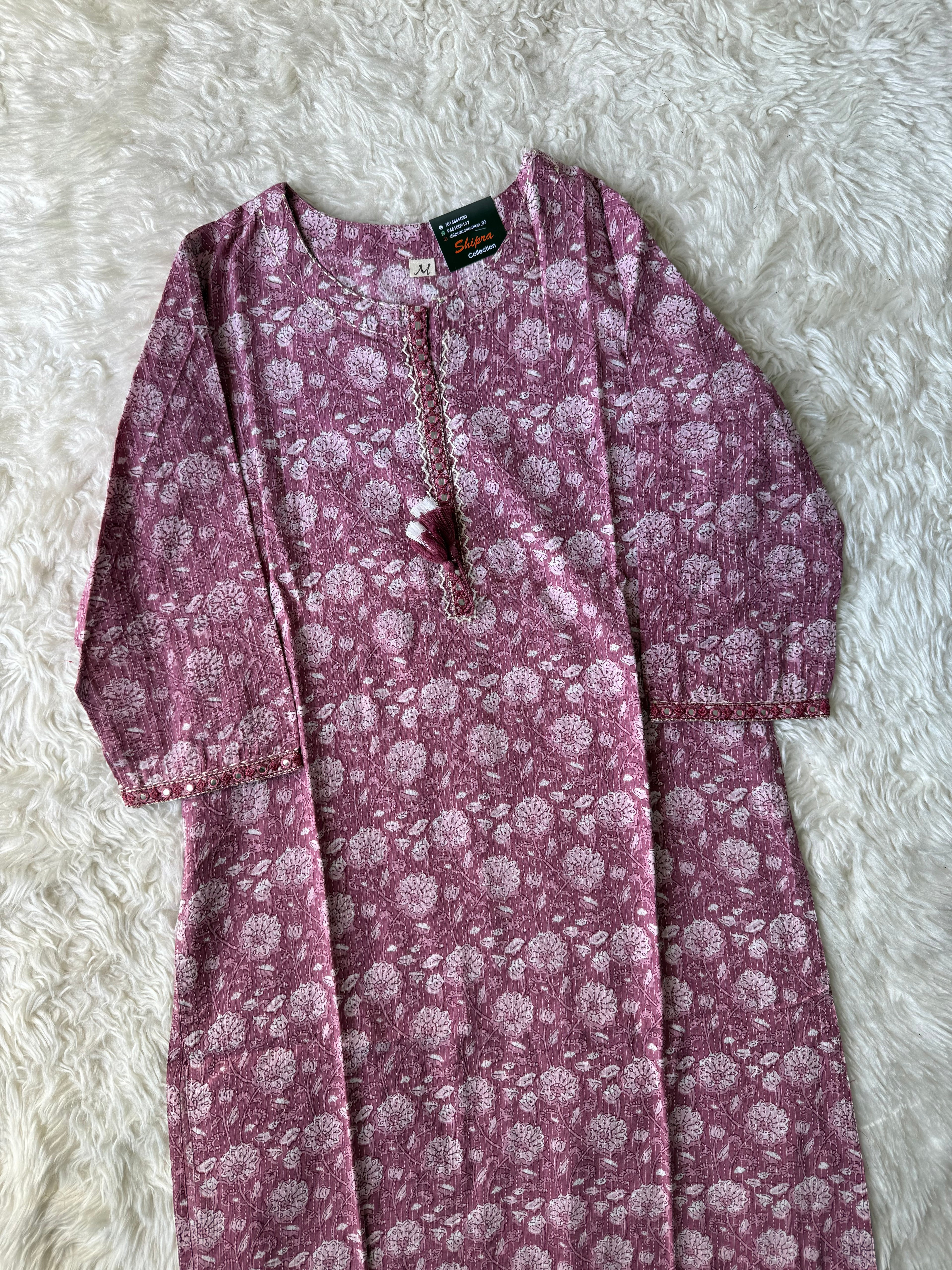 Premium Cotton “Katha” Details Kurti