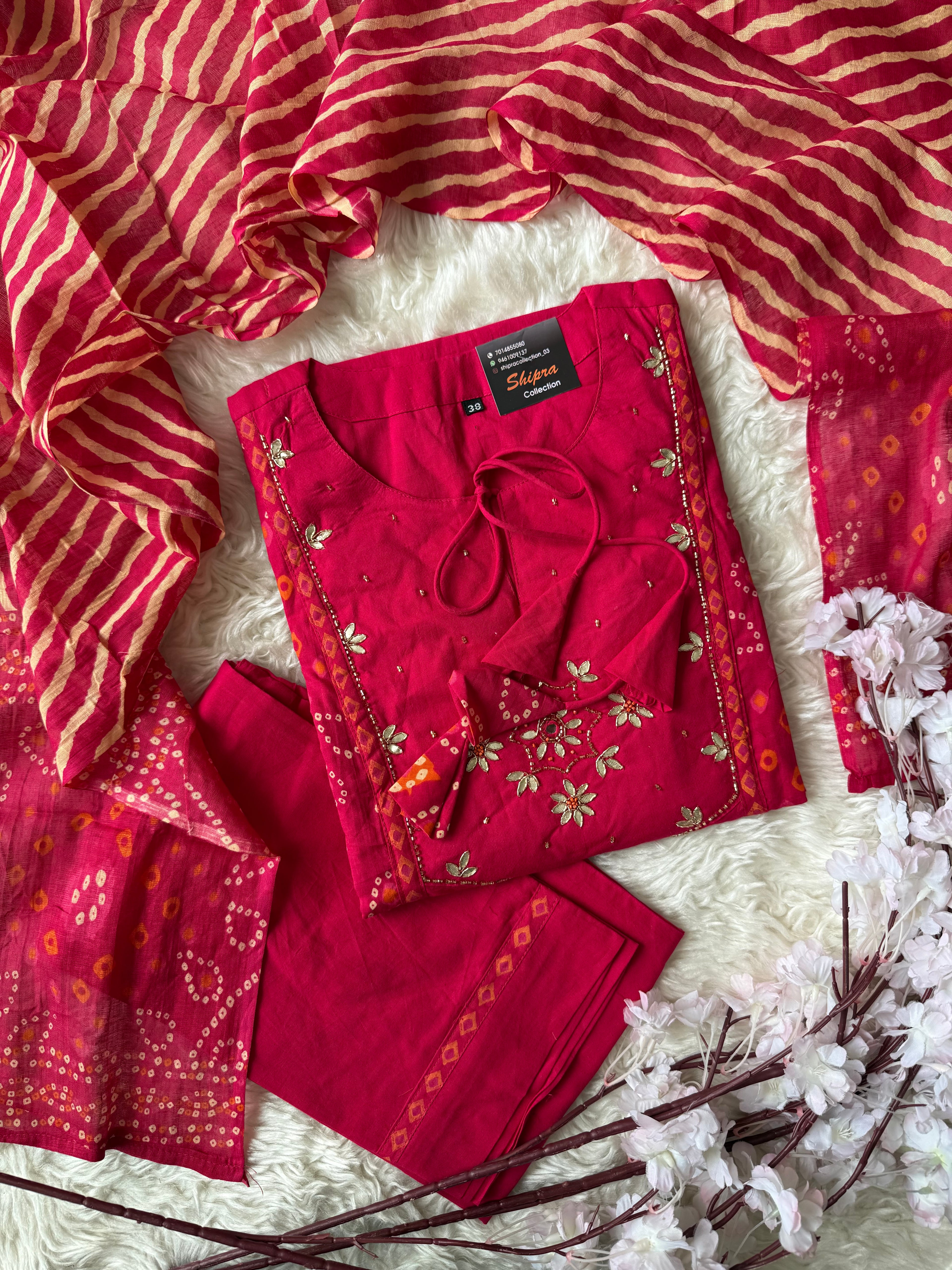 Premium Cotton Bandhani Set