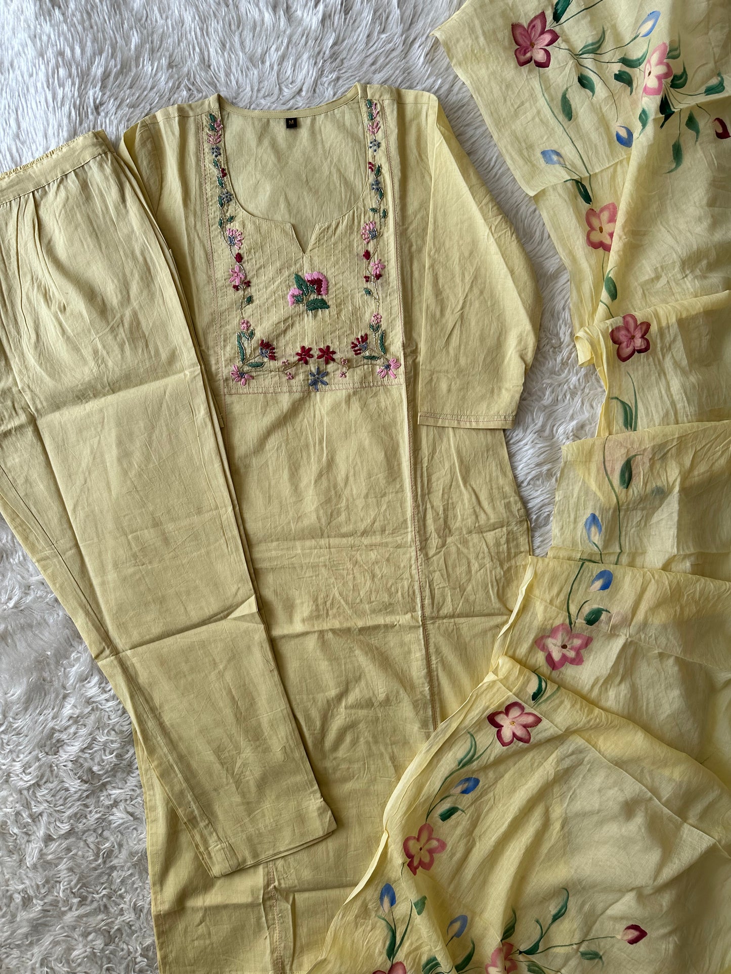 Mul Cotton Set with hand painted dupatta