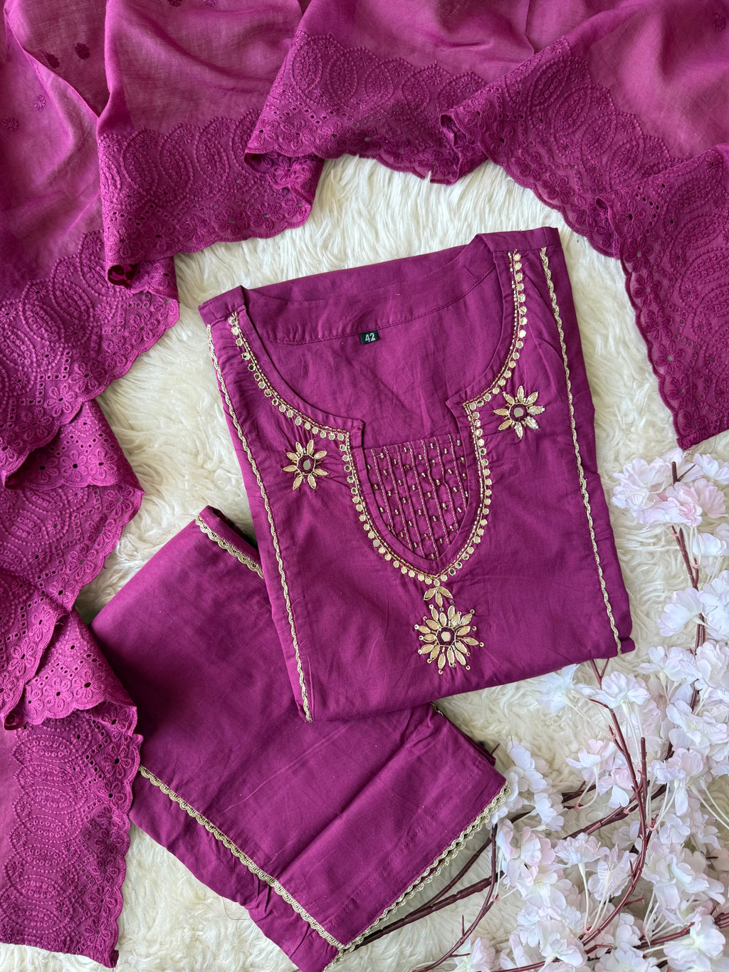 Premium Cotton Kurti Plazo Dupatta Set