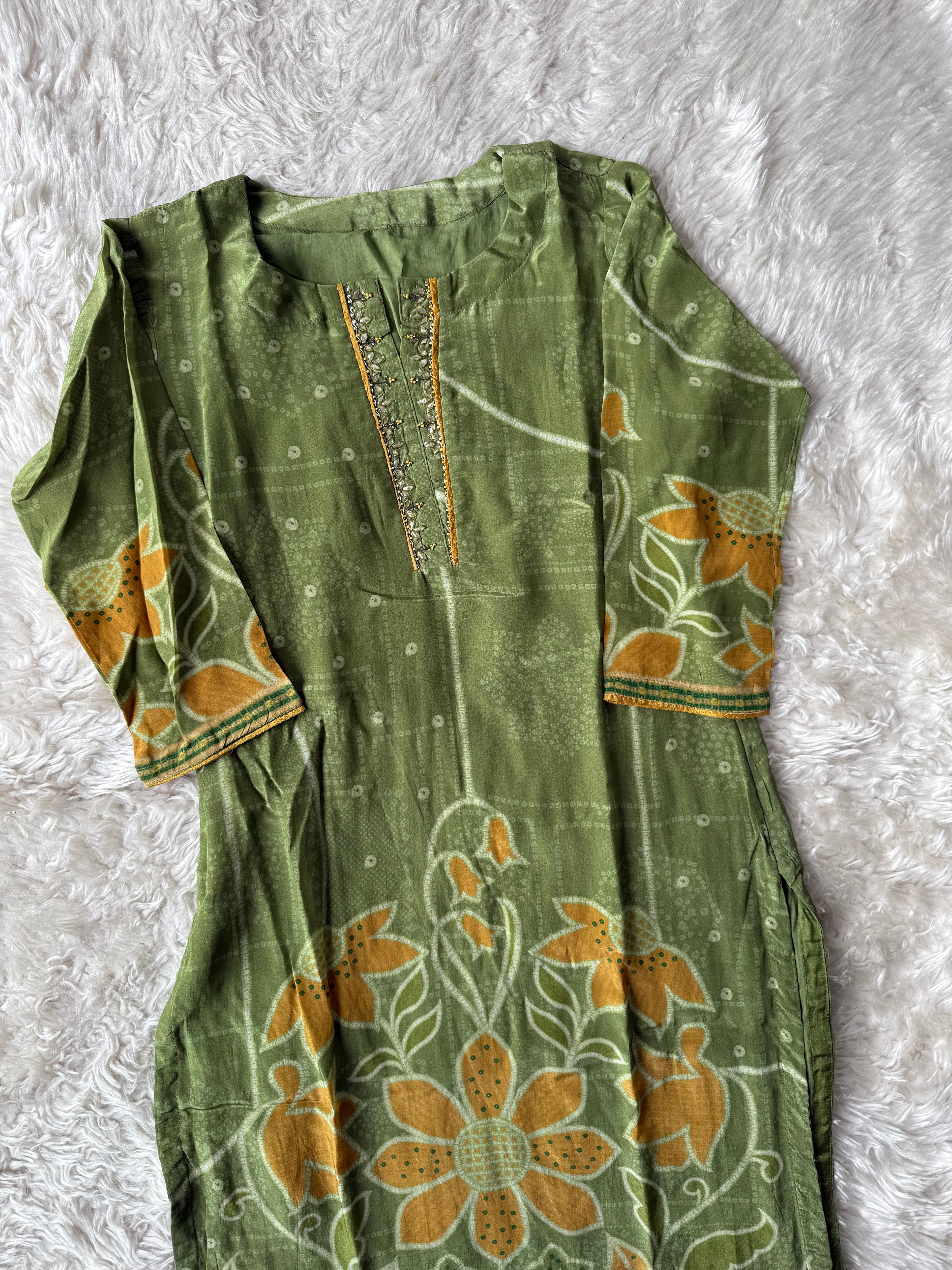 Crepe Silk Kurti Pant Set