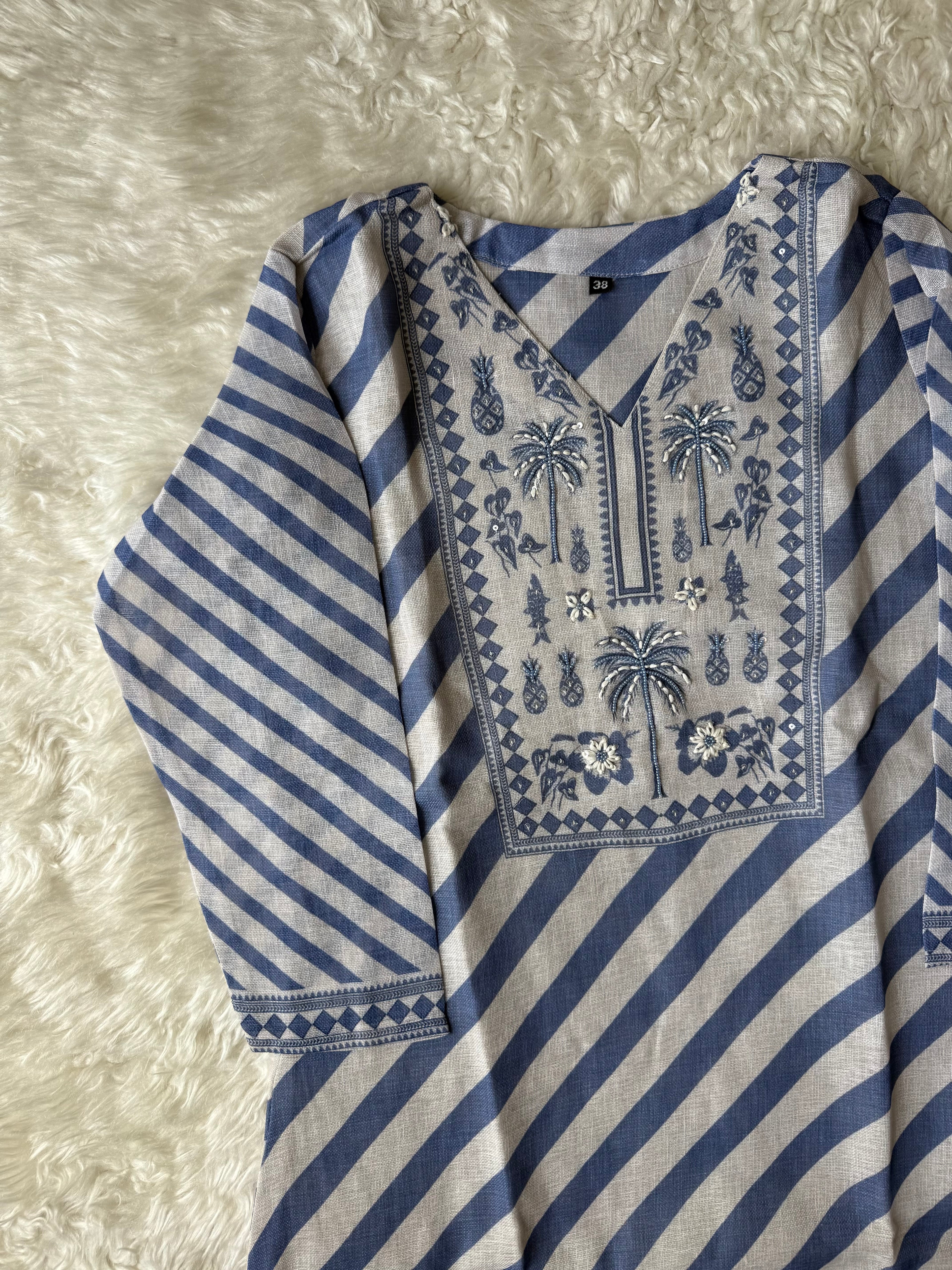 Linen Kurti Pant Dupatta Set