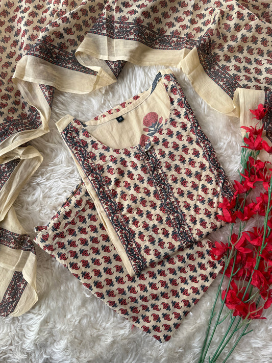 Budget Friendly Kurti Pant Dupatta Set