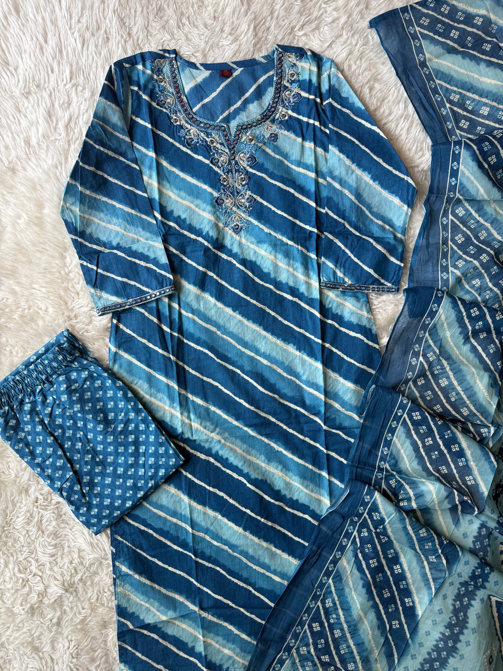 Pure Cotton Lehariya Set
