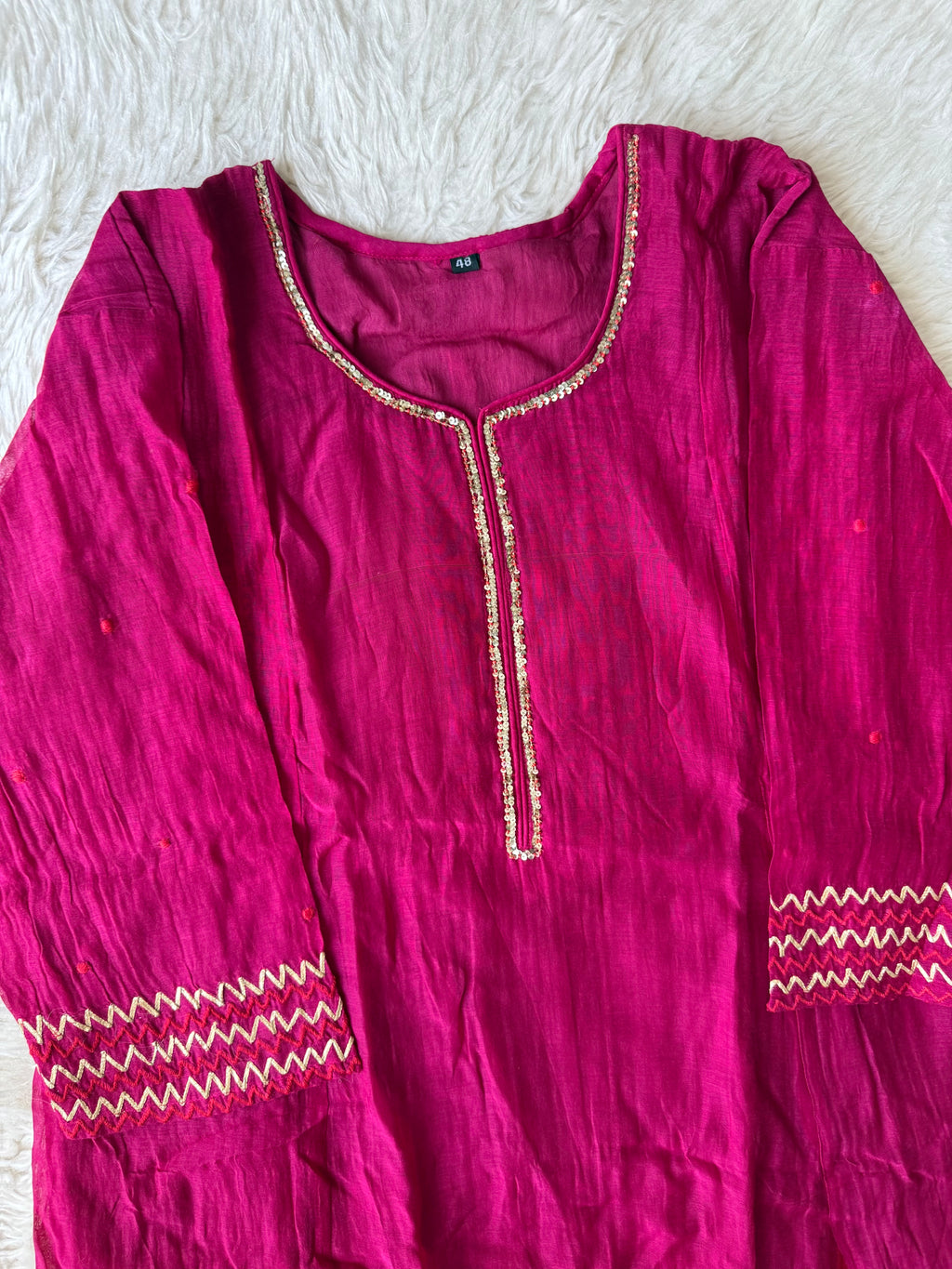 “Plus Size” Mul Chanderi Kurti Pant Dupatta Set