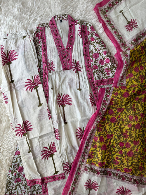 Budget Friendly Flare Kurti Pant Dupatta Set