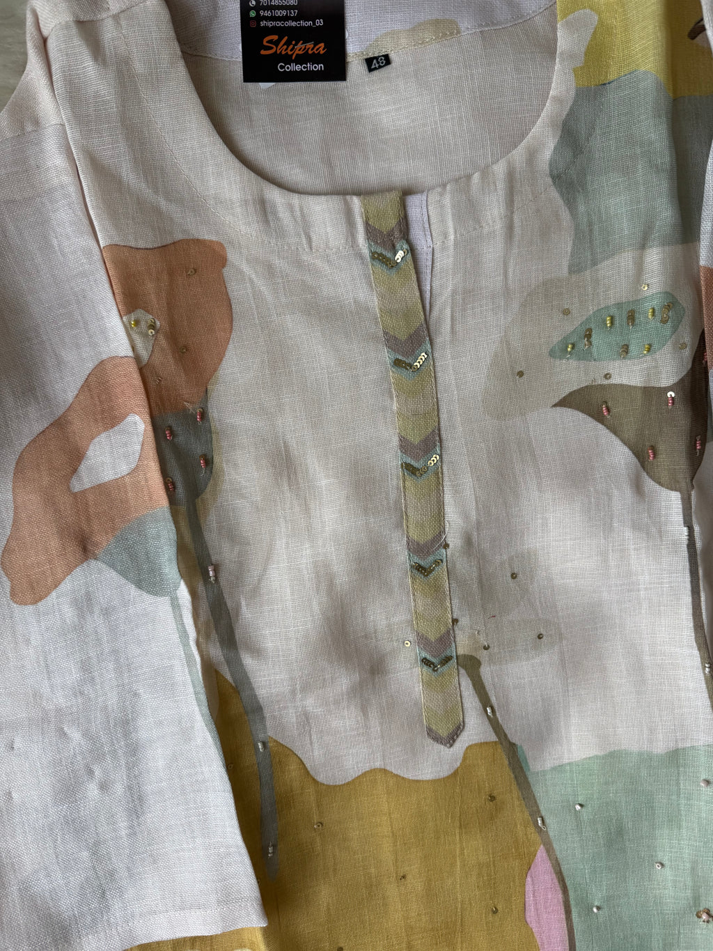 “Plus Size” Linen Kurti Pant Dupatta Set