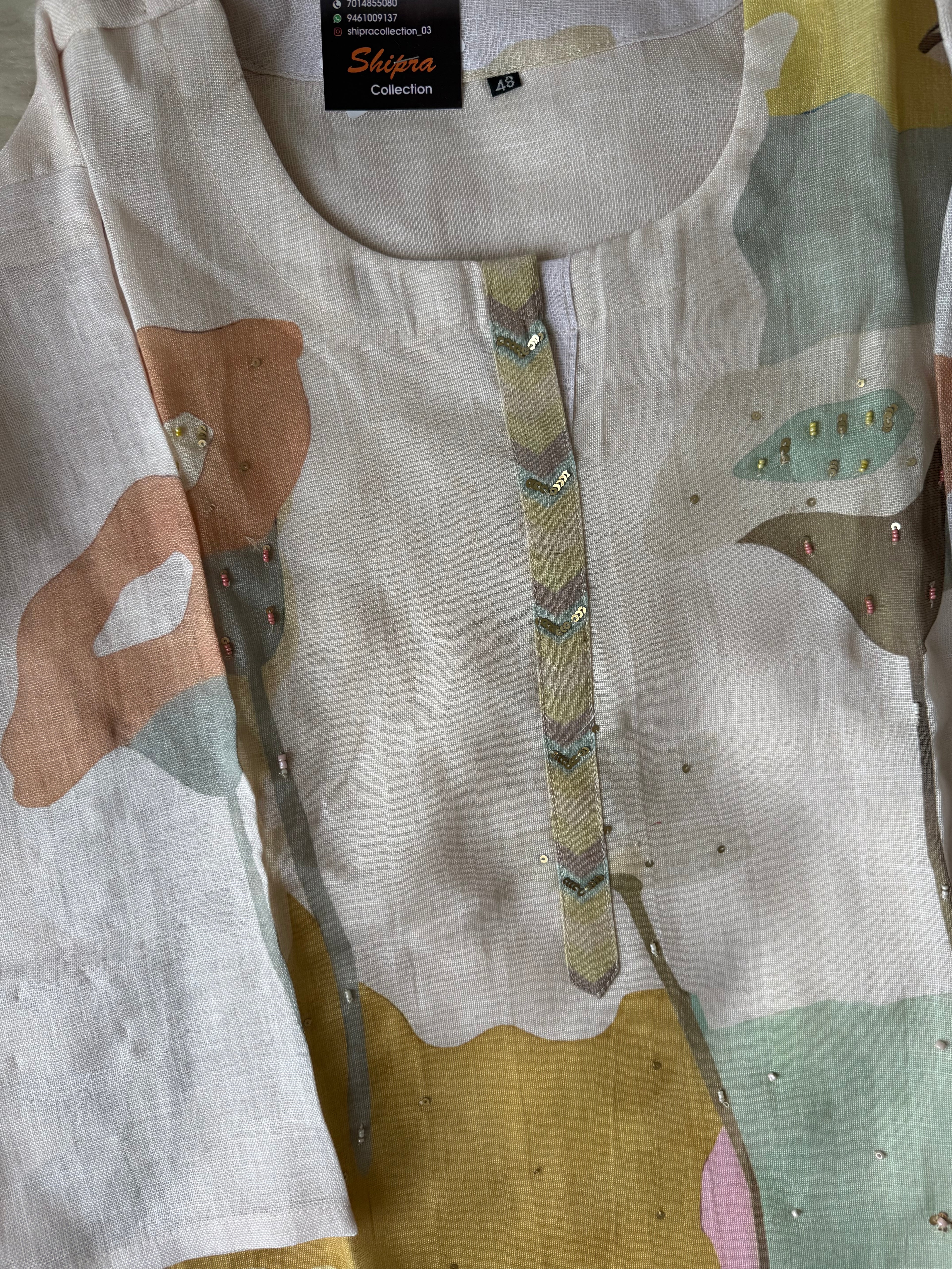 “Plus Size” Linen Kurti Pant Dupatta Set