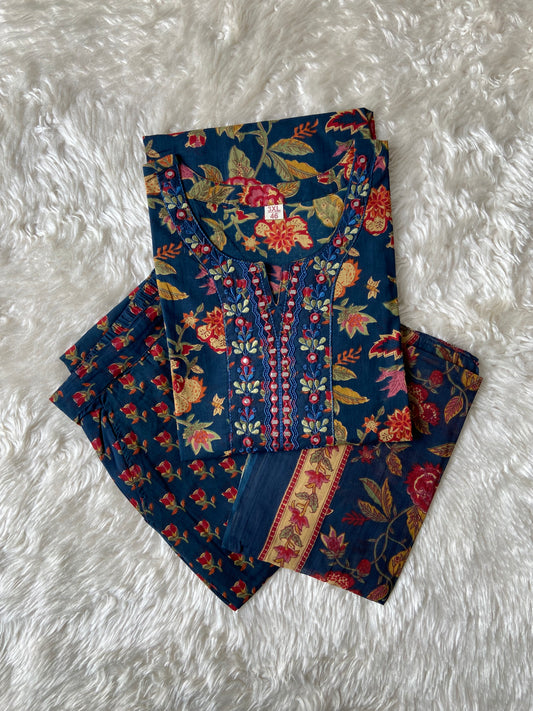 Pure Cotton Kurti Pant Dupatta Set