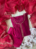 “Plus Size” Mul Chanderi Kurti Pant Dupatta Set