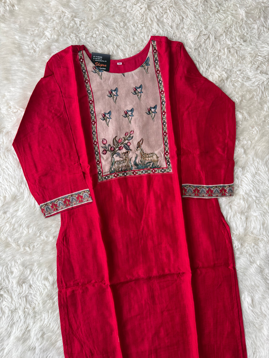 Russian Silk Kurti Pant Dupatta Set