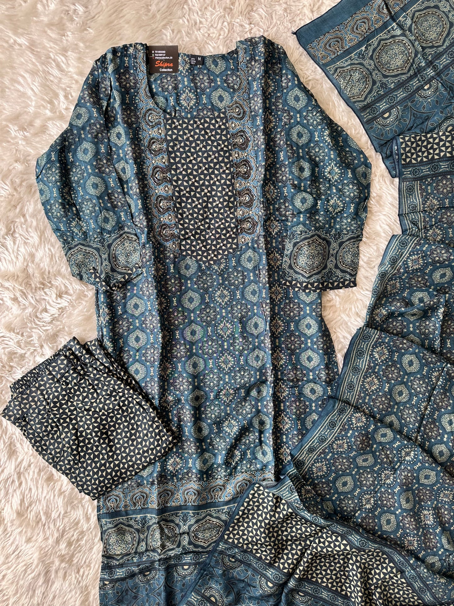 Crepe Silk Kurti Pant Dupatta Set