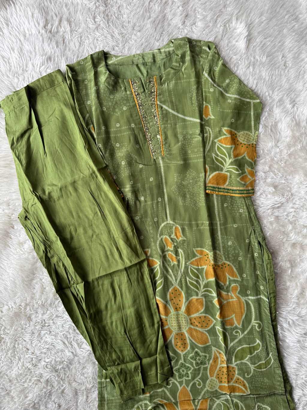 Crepe Silk Kurti Pant Set