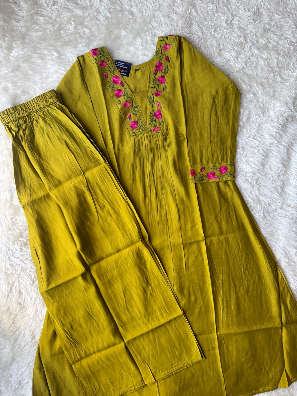 Pure Muslin Silk Kurti Plazo Set