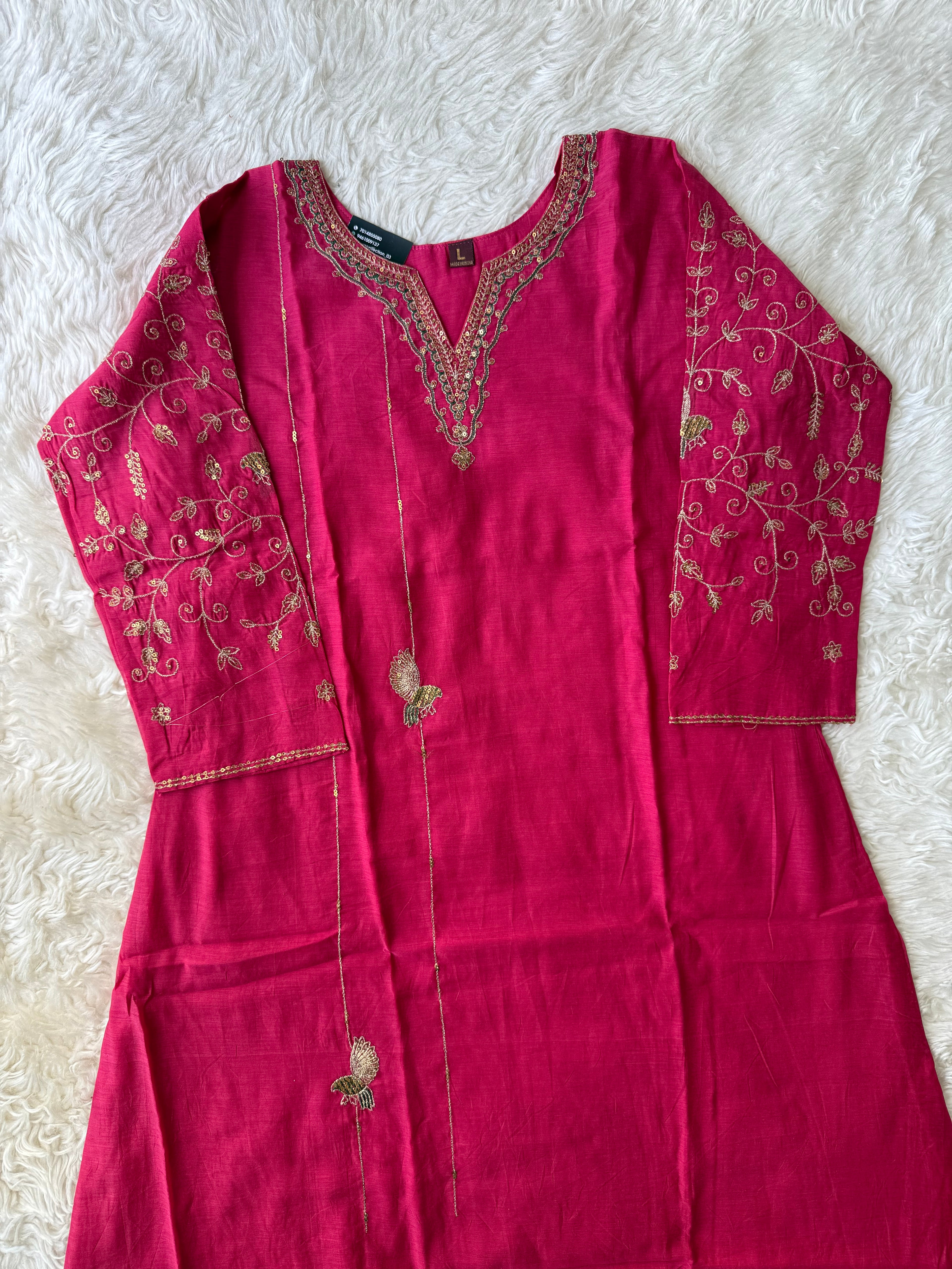 Mul Chanderi Kurti Pant Dupatta Set