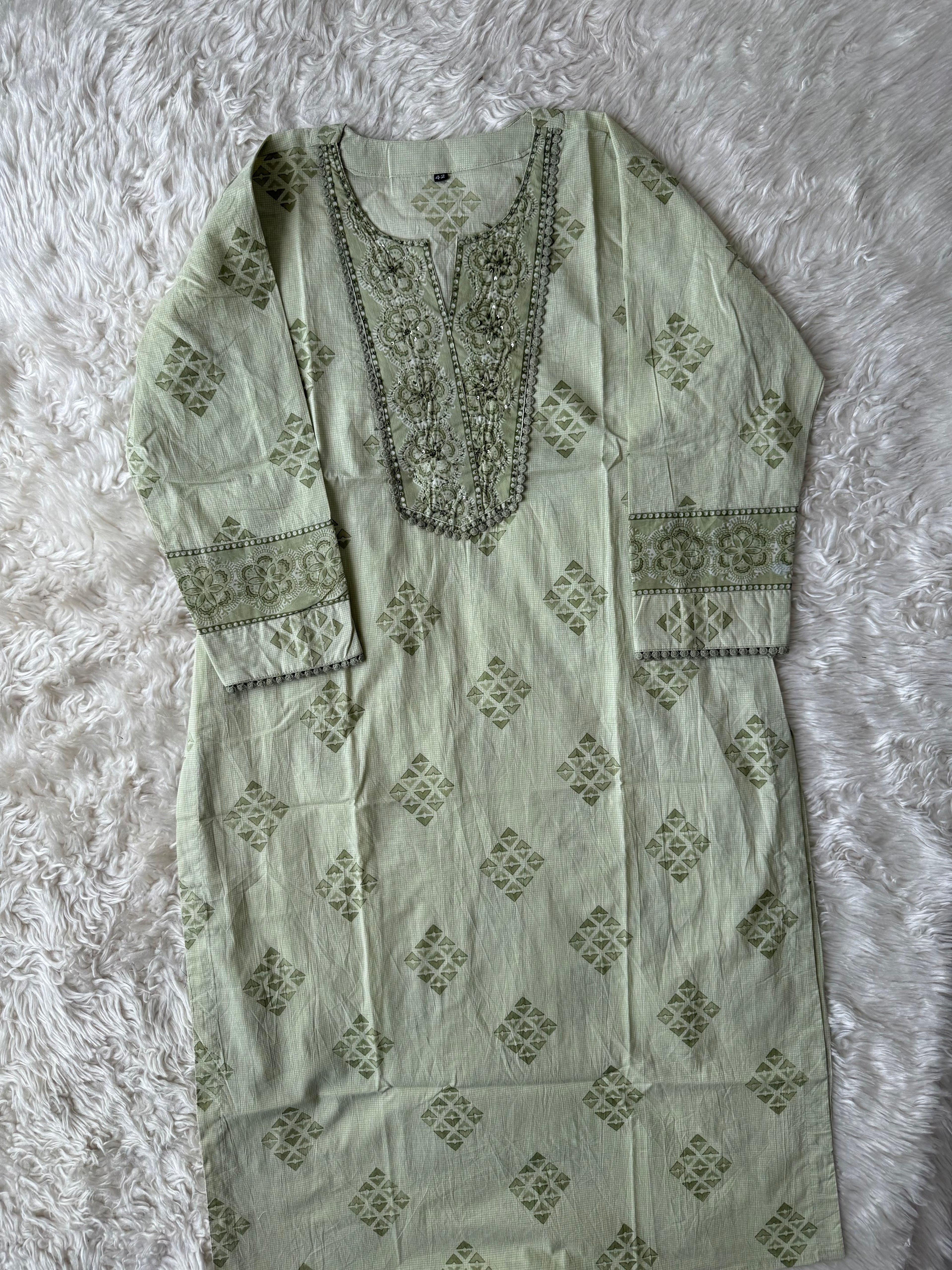 Premium Cotton Kurti Pant Dupatta Set