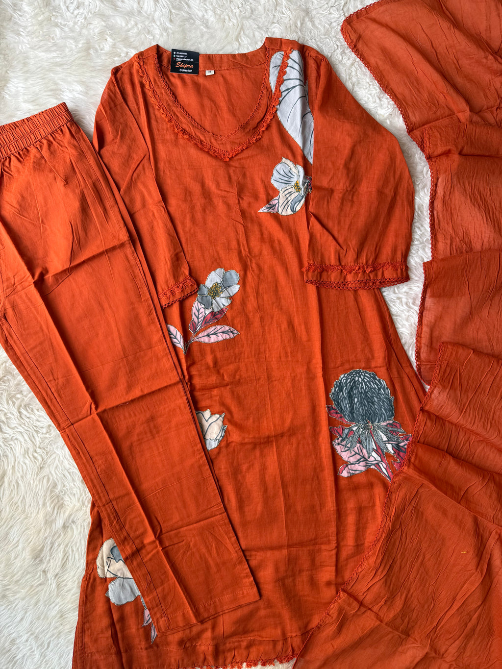 Mul Cotton Kurti Pant Dupatta Set