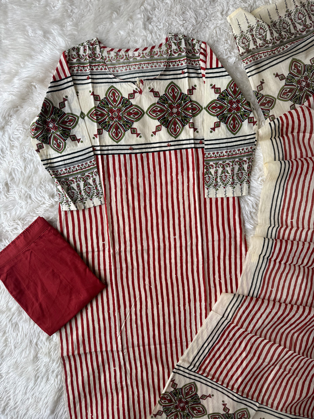 Premium Cotton Kurti Pant Dupatta Set