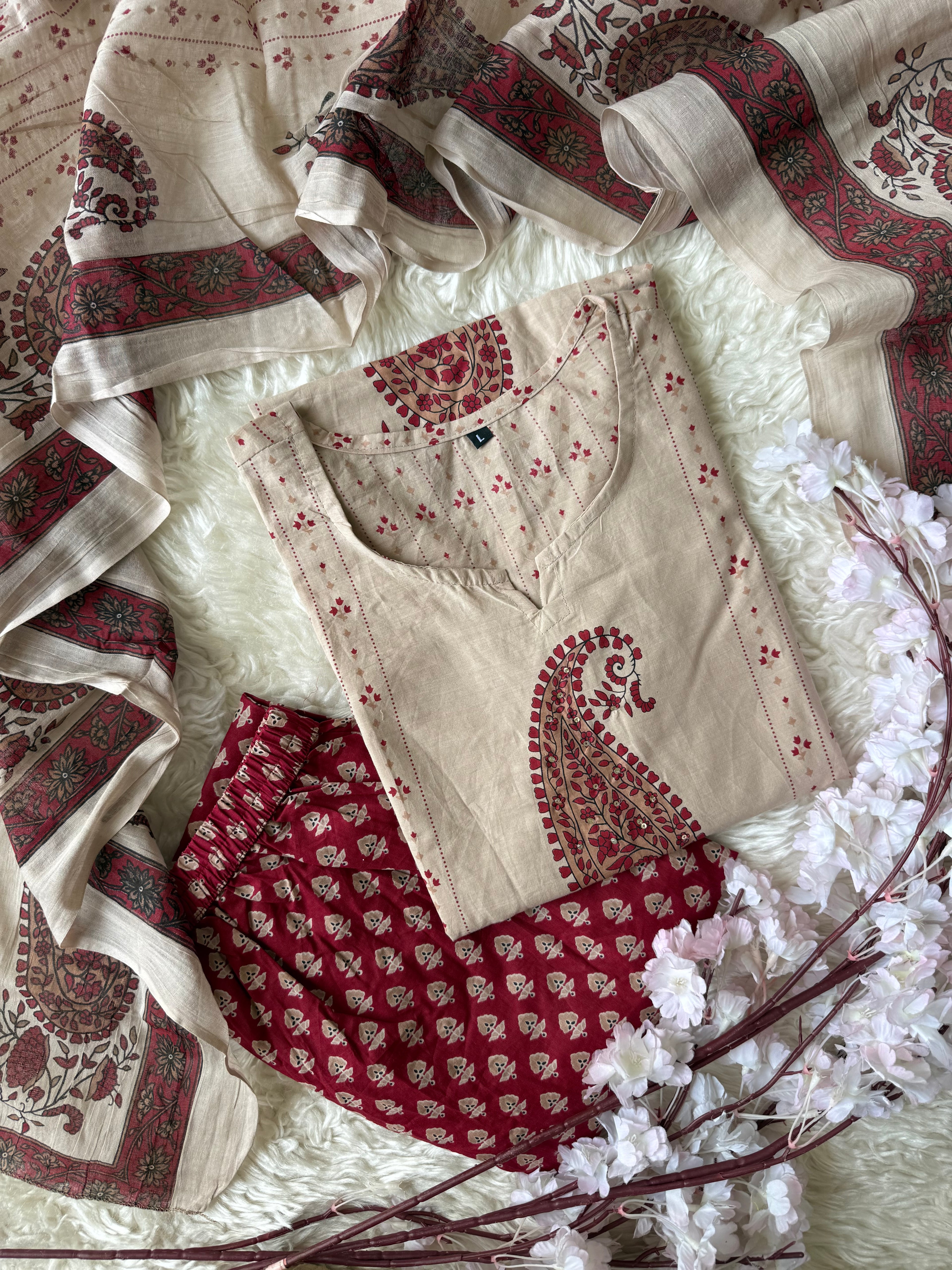 Budget Friendly Kurti Pant Dupatta Set