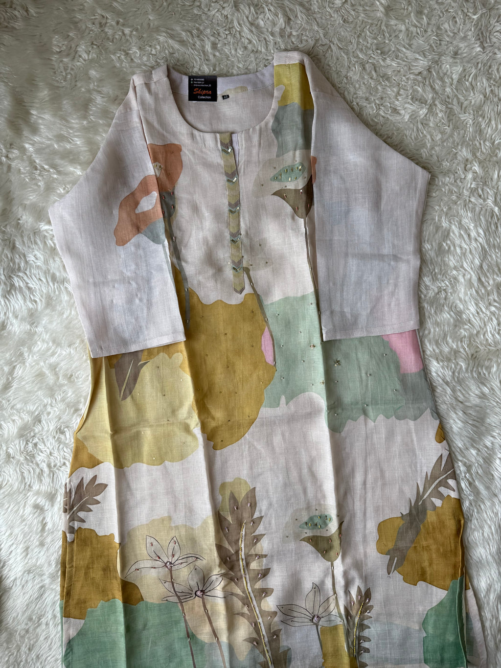 “Plus Size” Linen Kurti Pant Dupatta Set