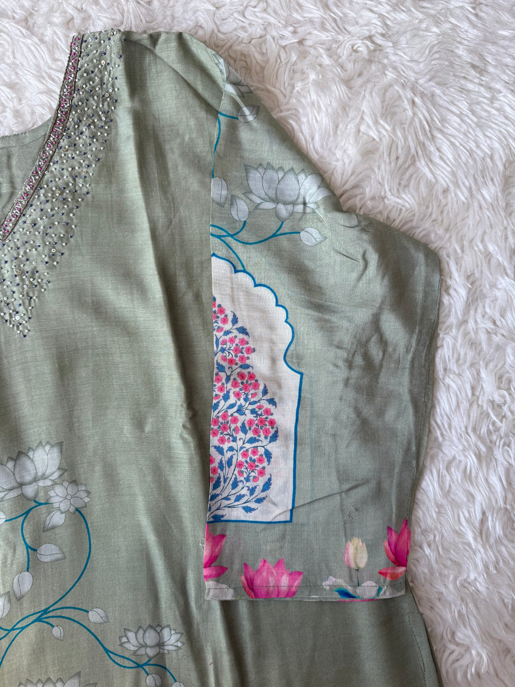 “Plus Size” Russian Silk Kurti Pant Dupatta Set