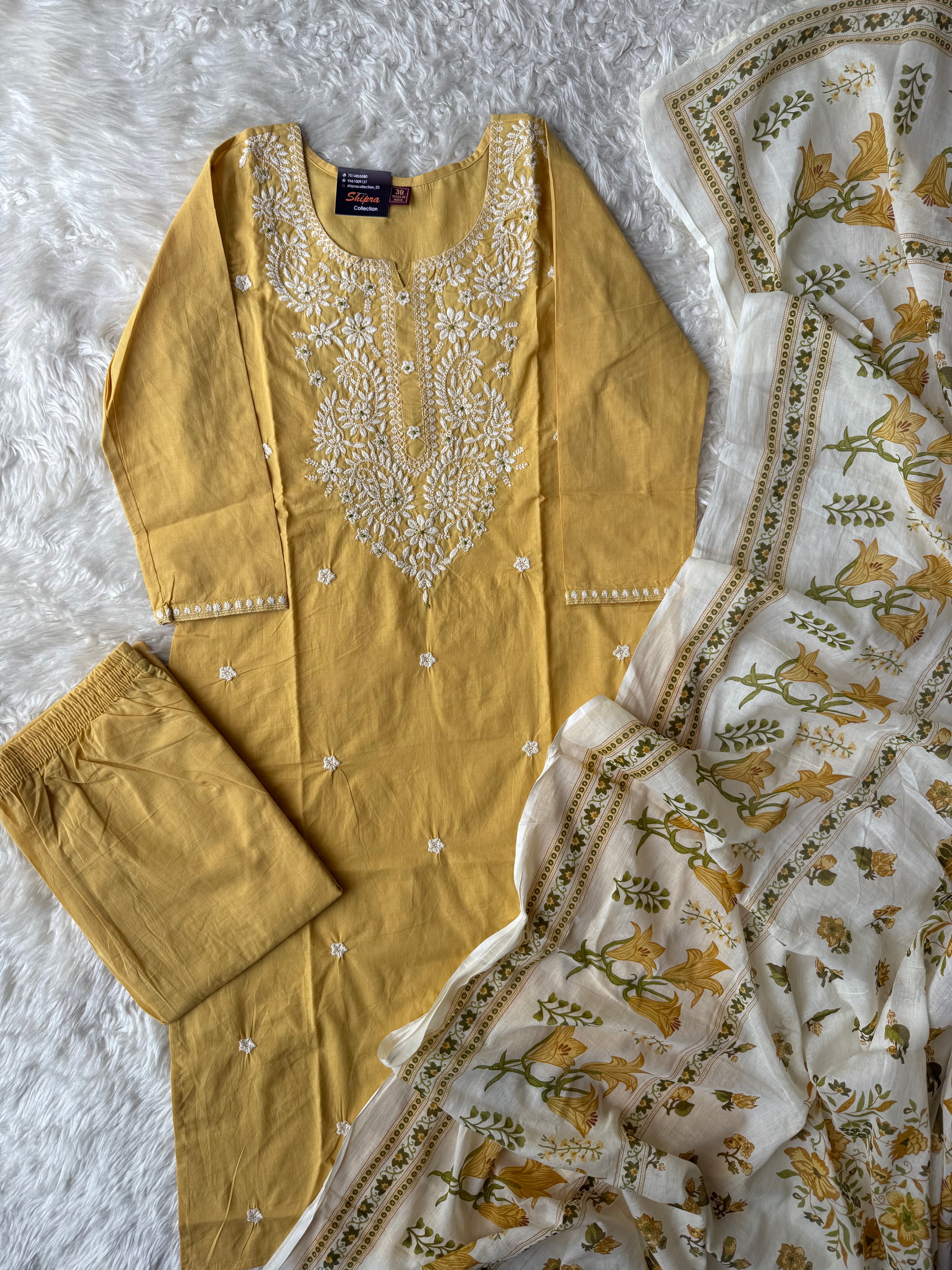 Premium Cotton Kurti Pant Dupatta Set