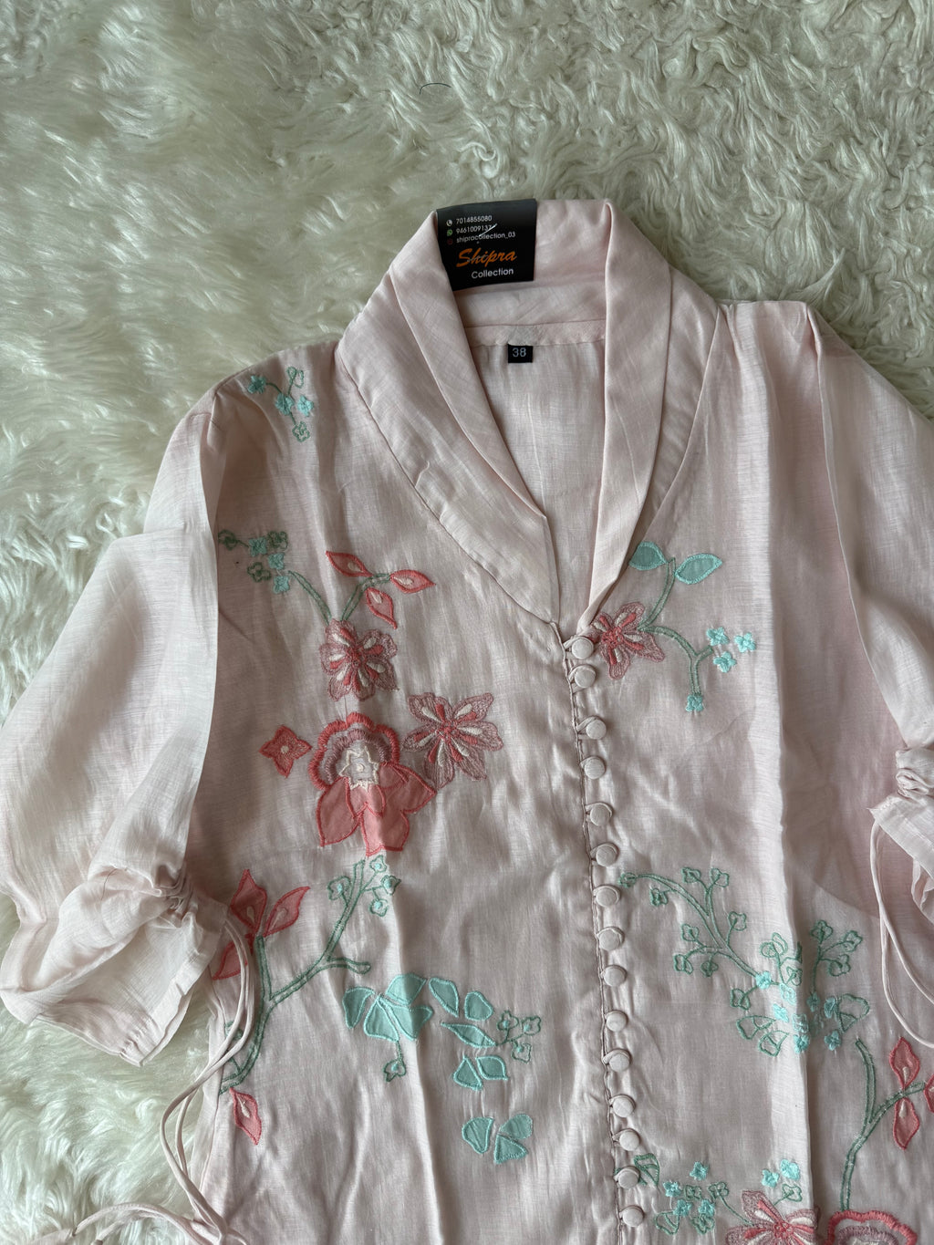 Mul Chanderi Thread work Co-ord Set