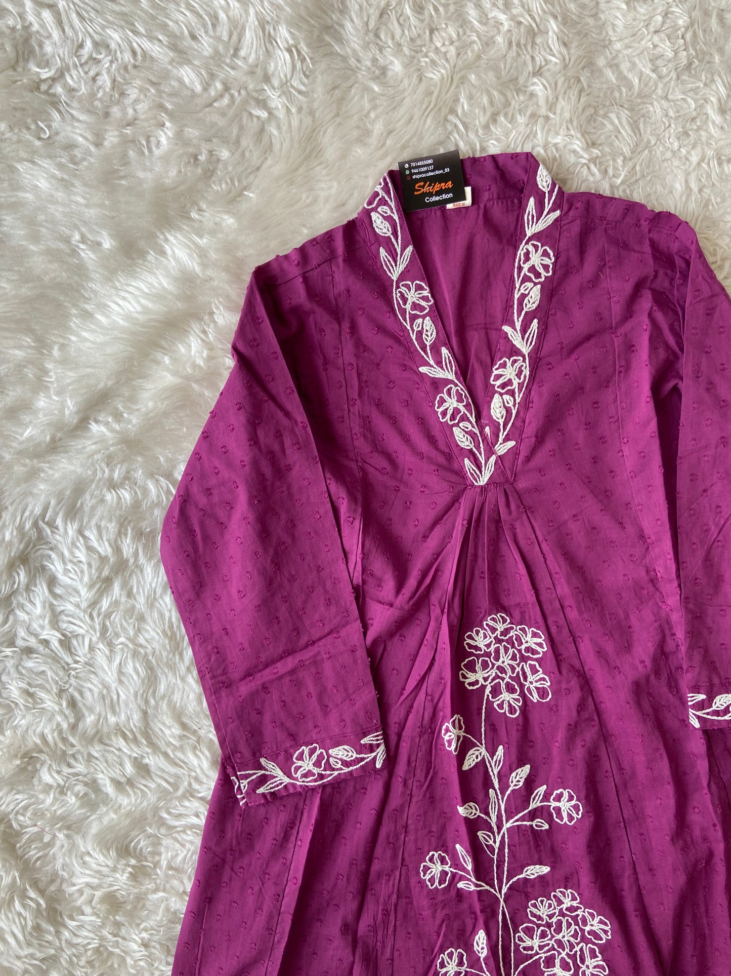 Dobey Mul Cotton Thread Work Kurti Pant Set
