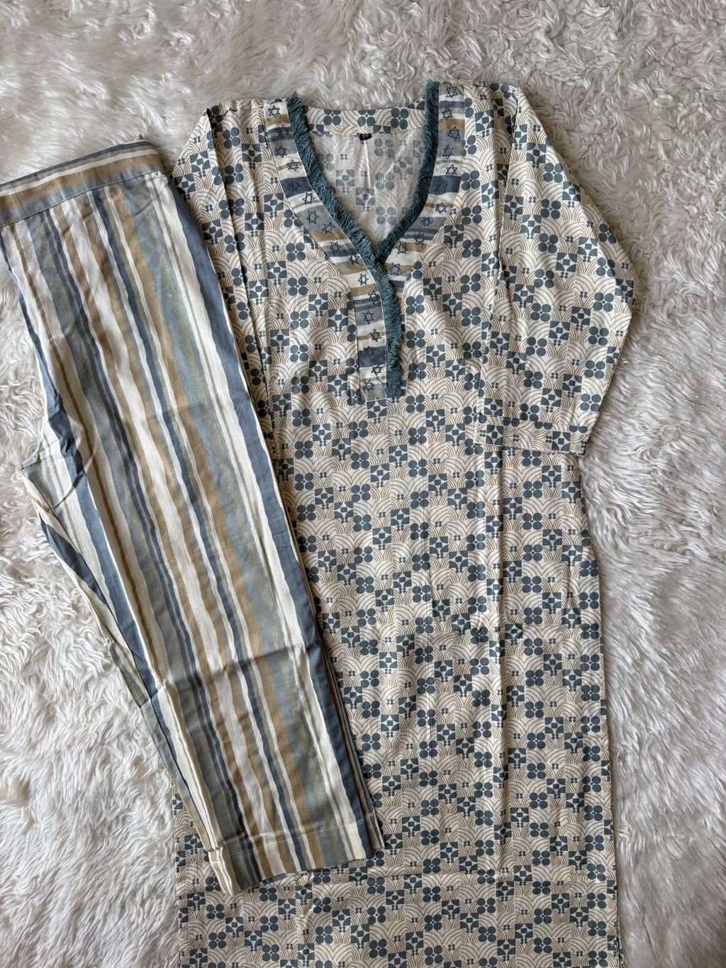 Khadi Cotton Kurti Pant Set