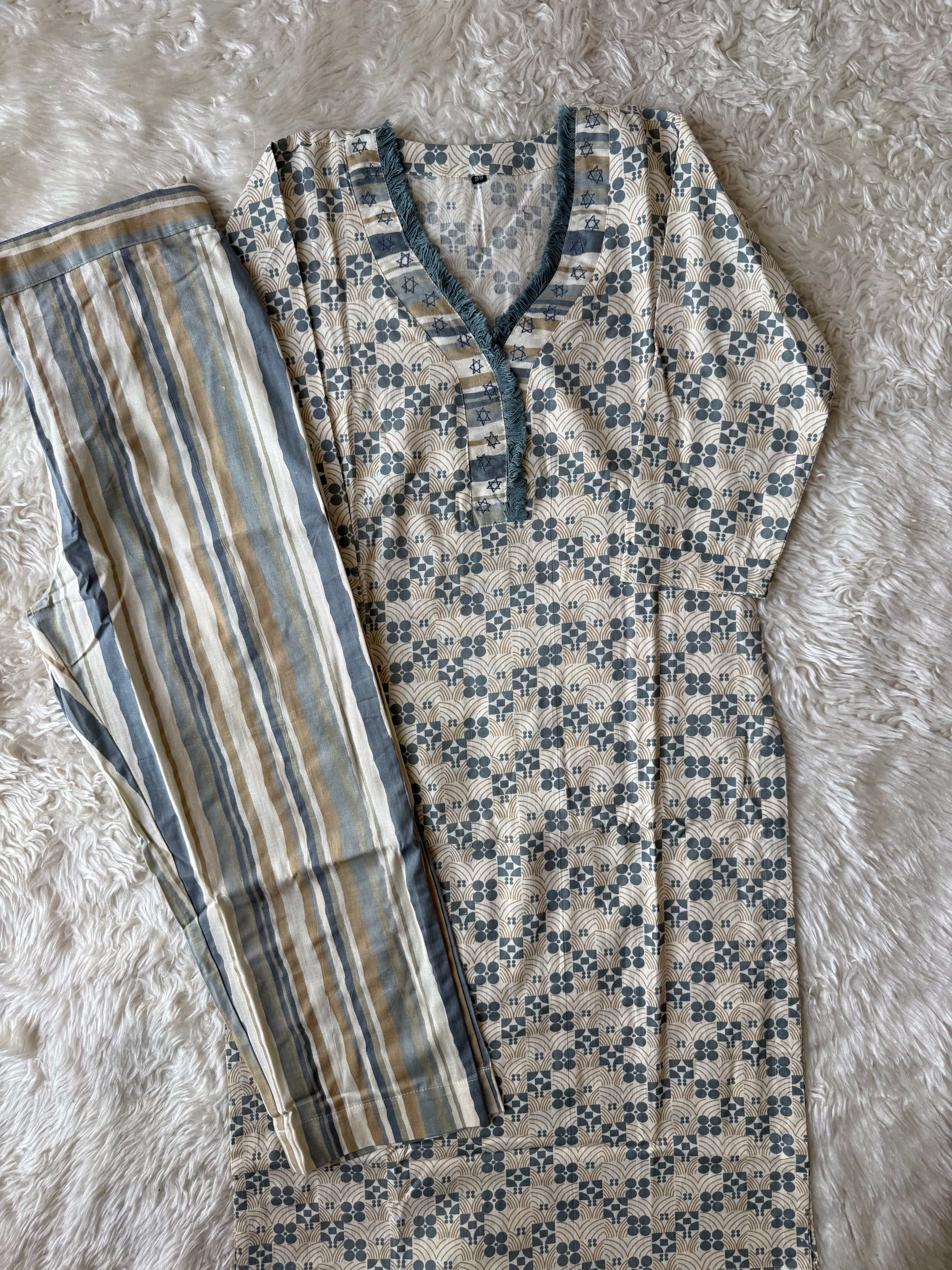 Khadi Cotton Kurti Pant Set