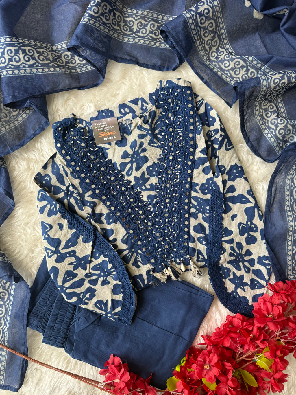 Premium Cotton Kurti Pant Dupatta Set