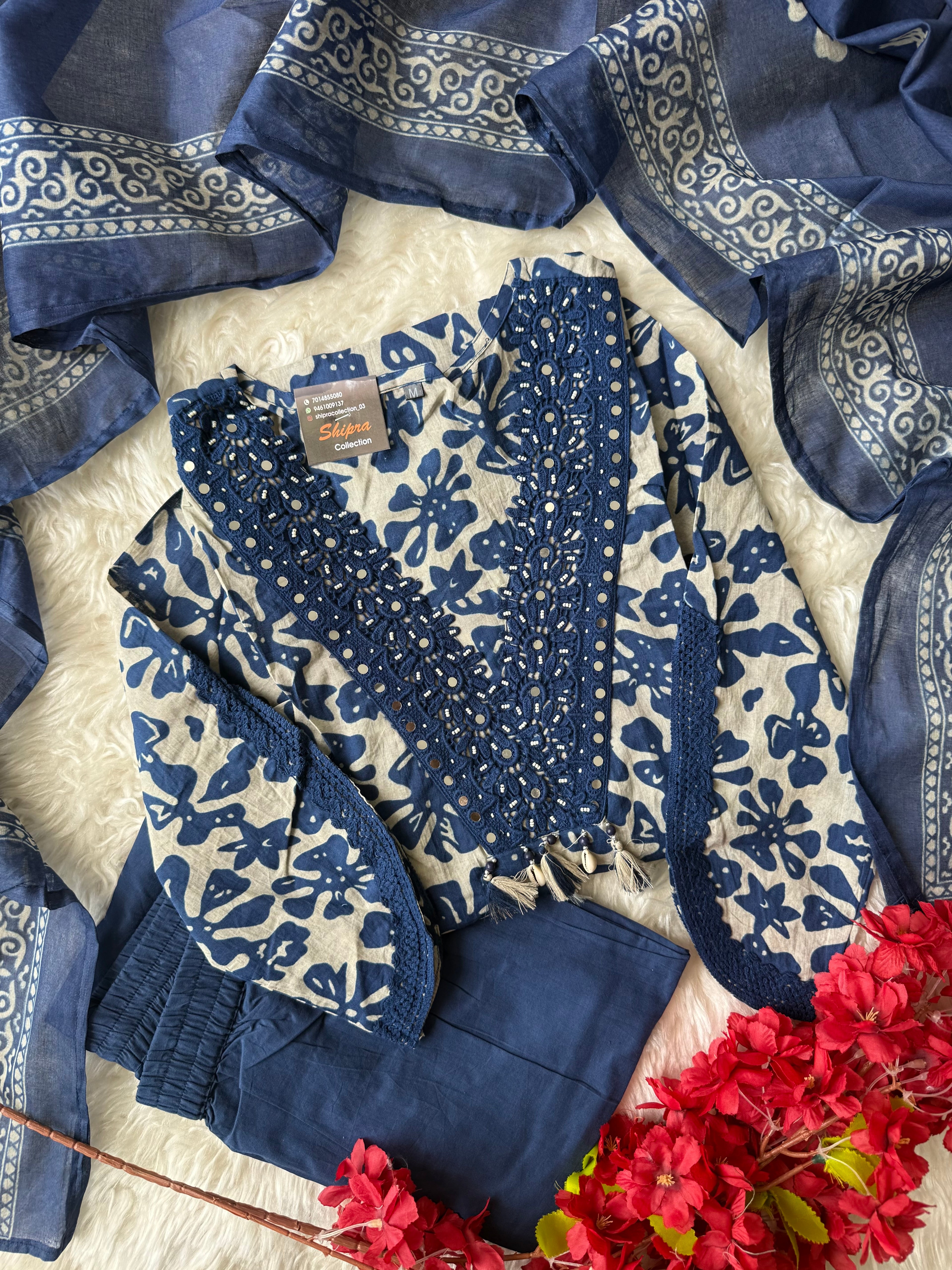Premium Cotton Kurti Pant Dupatta Set