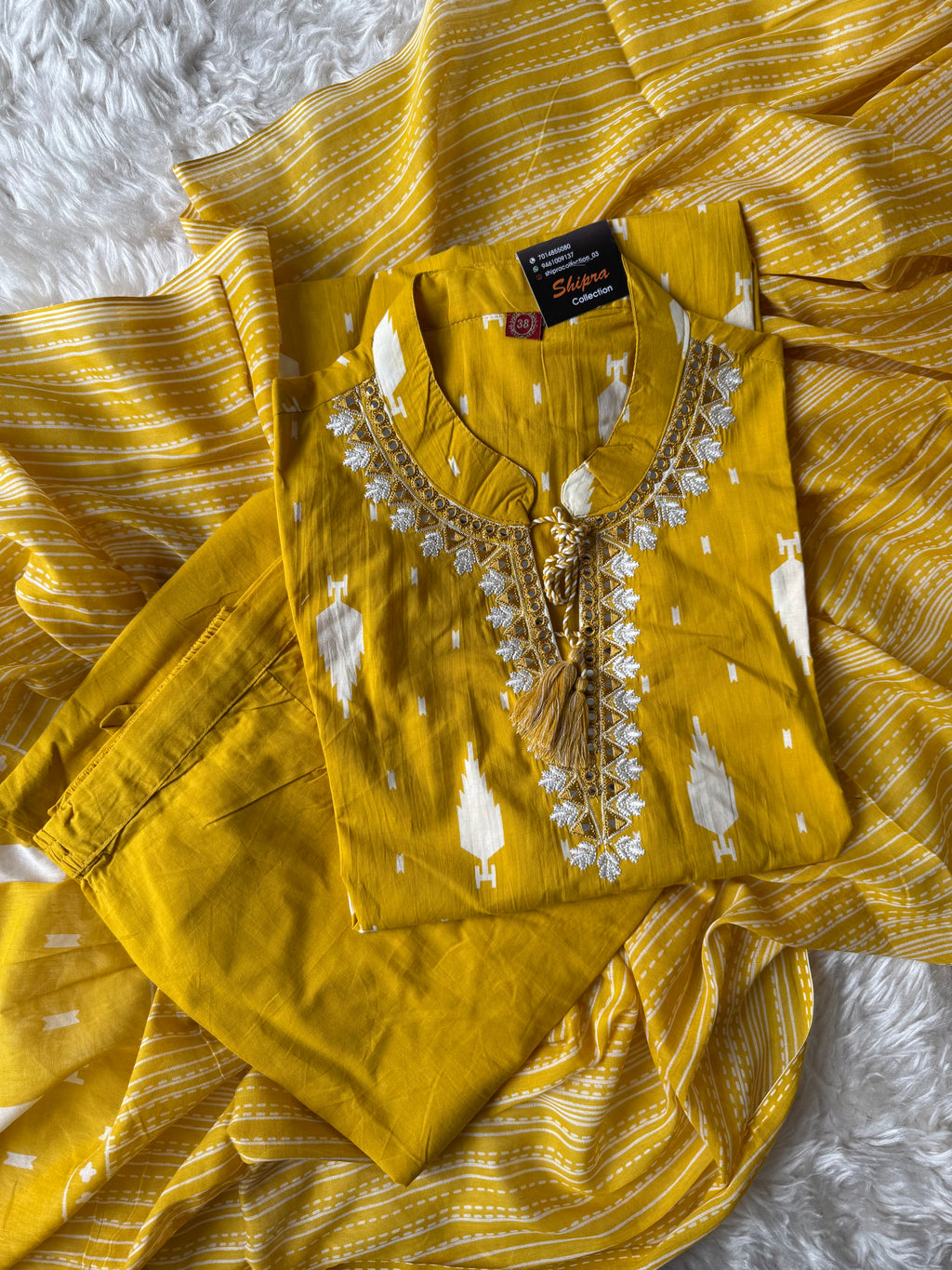 Pure Cotton Kurti Pant Dupatta Set