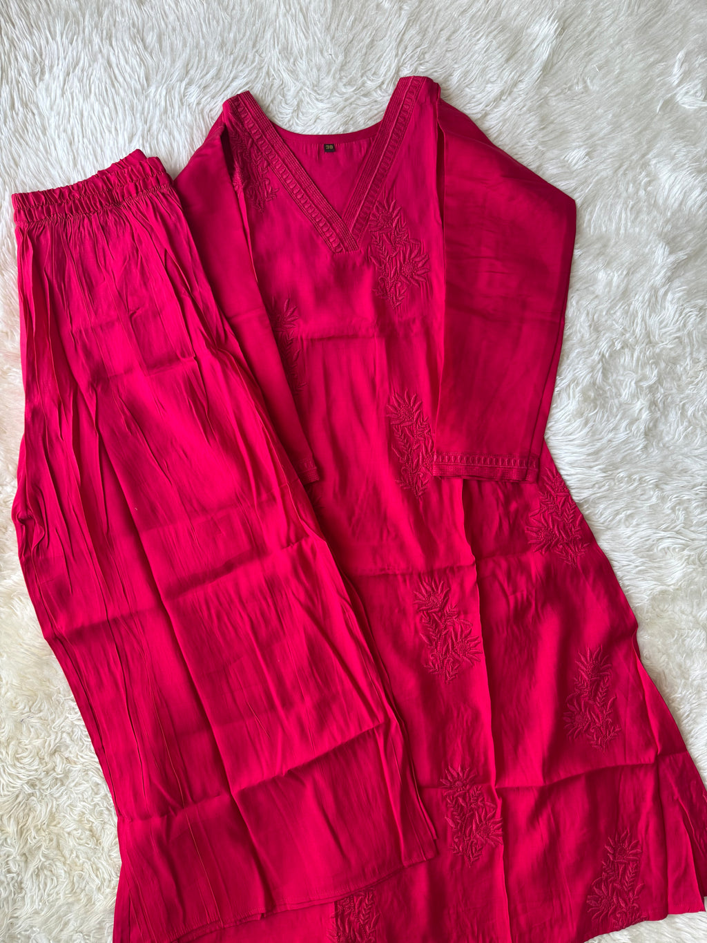 Pure Muslin Silk Kurti Plazo Set