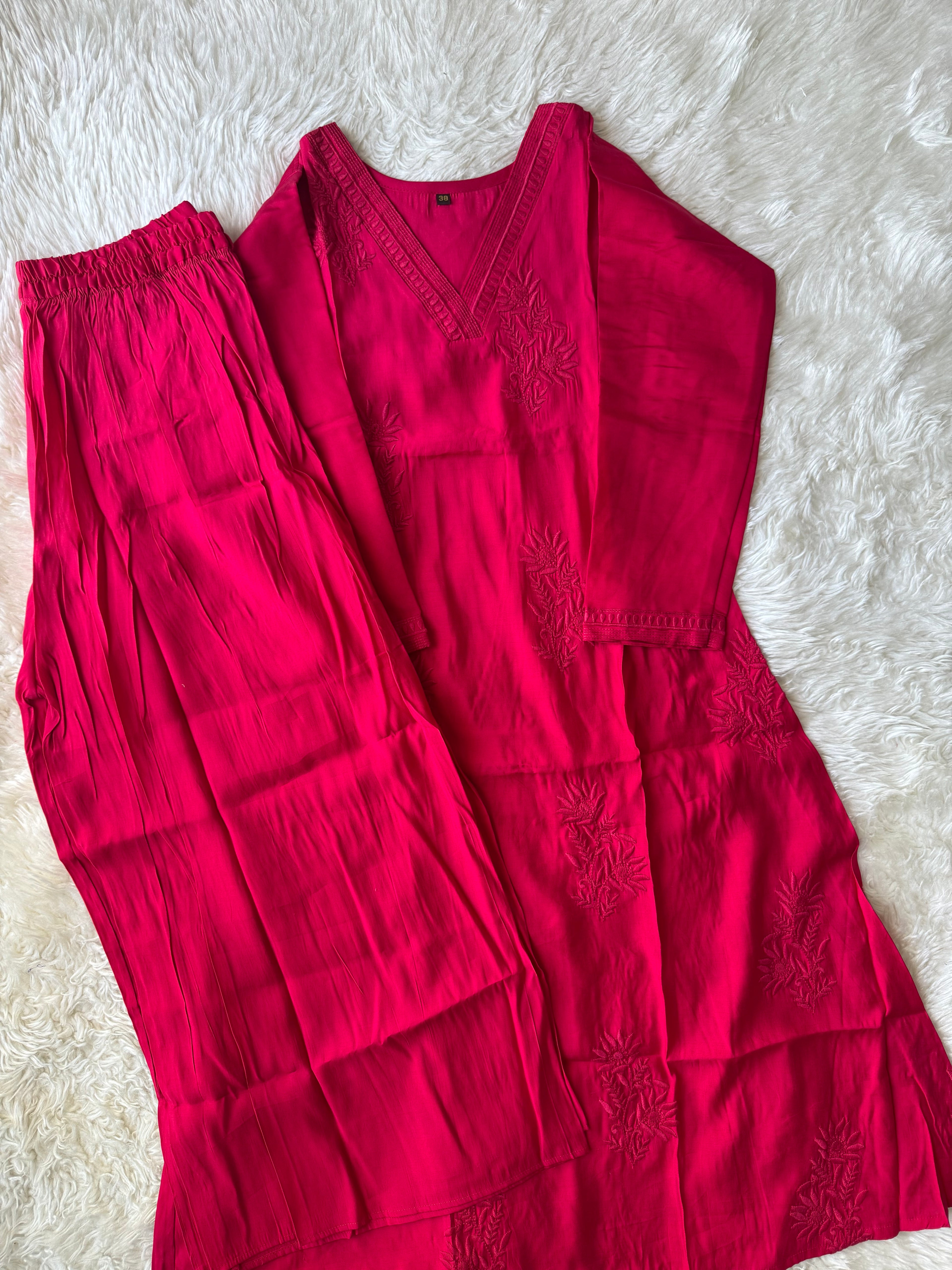 Pure Muslin Silk Kurti Plazo Set