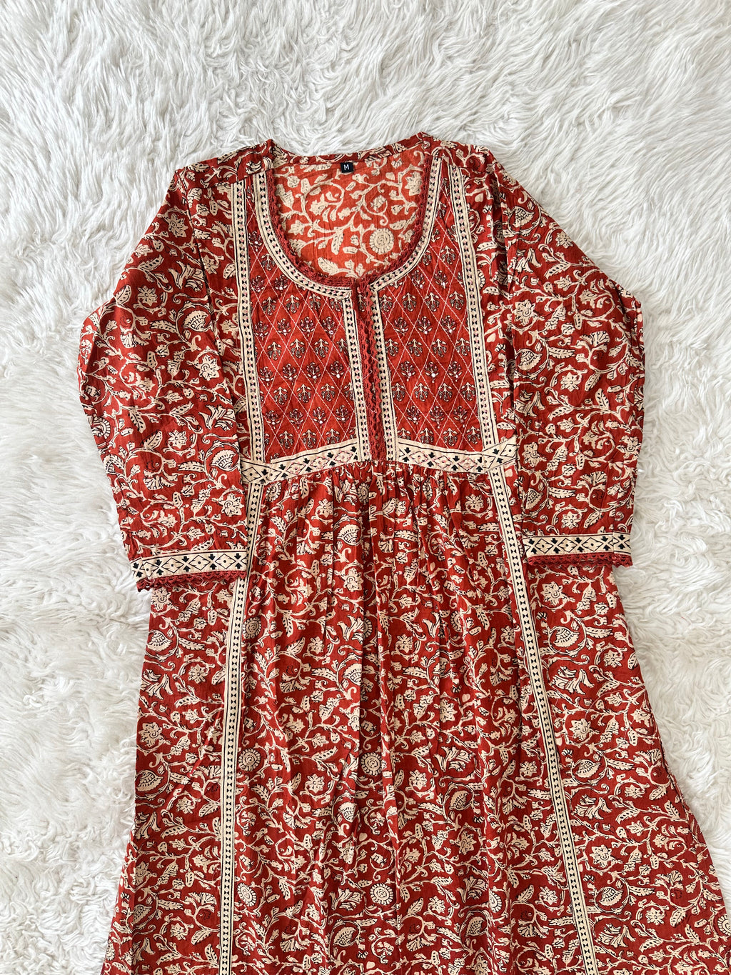 Jaipuri Print A-Line Kurti Pant Dupatta Set