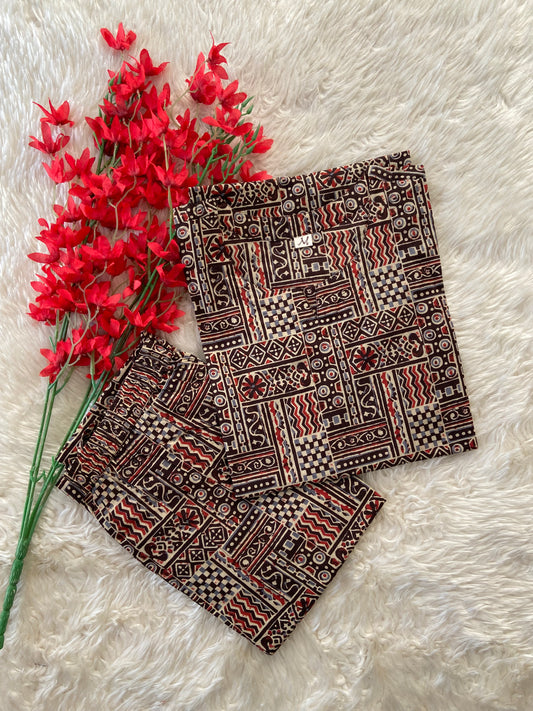 Plus Size Kalamkari Print Lounge Wear