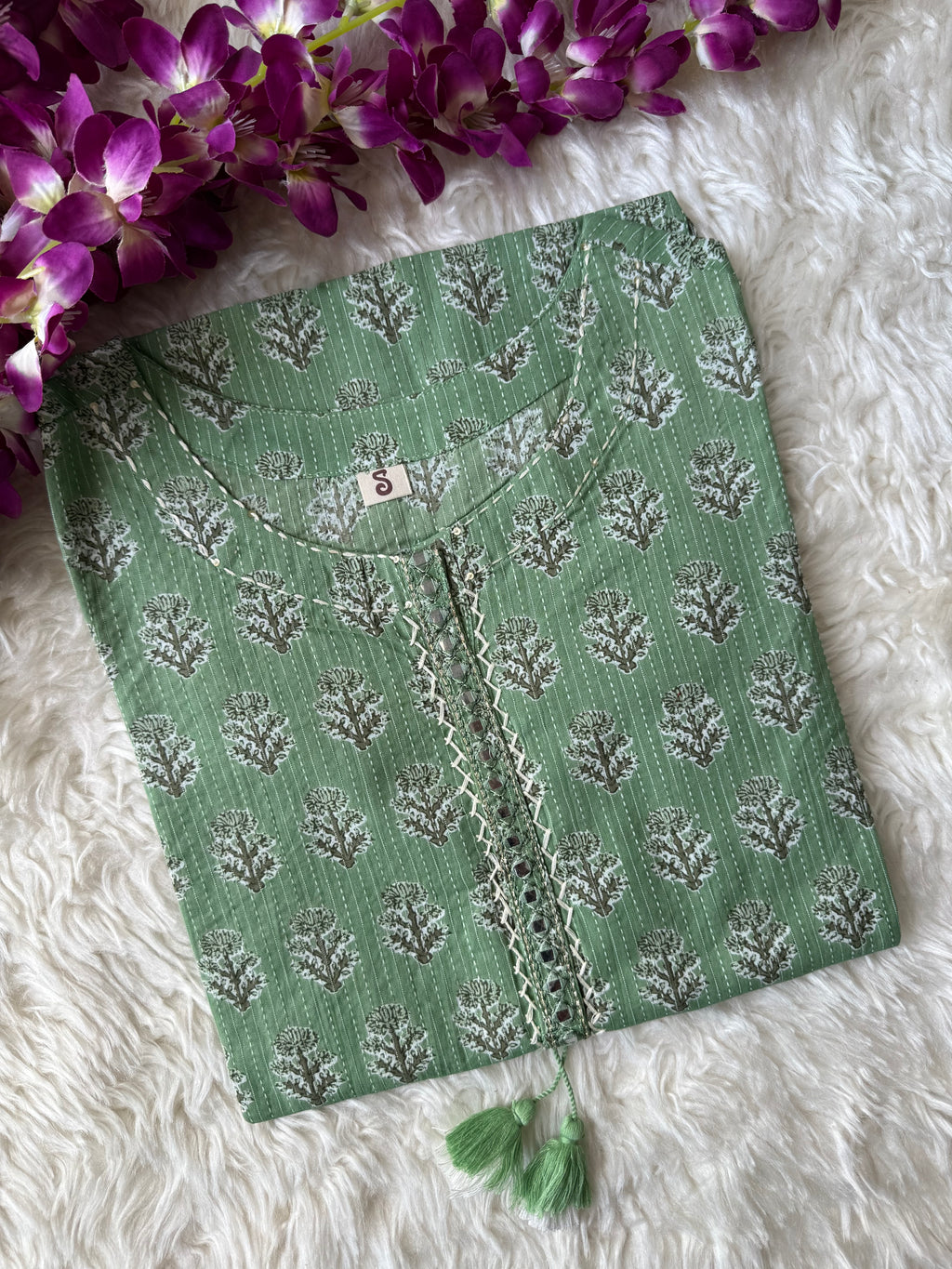 Premium Cotton “Katha” Details Kurti