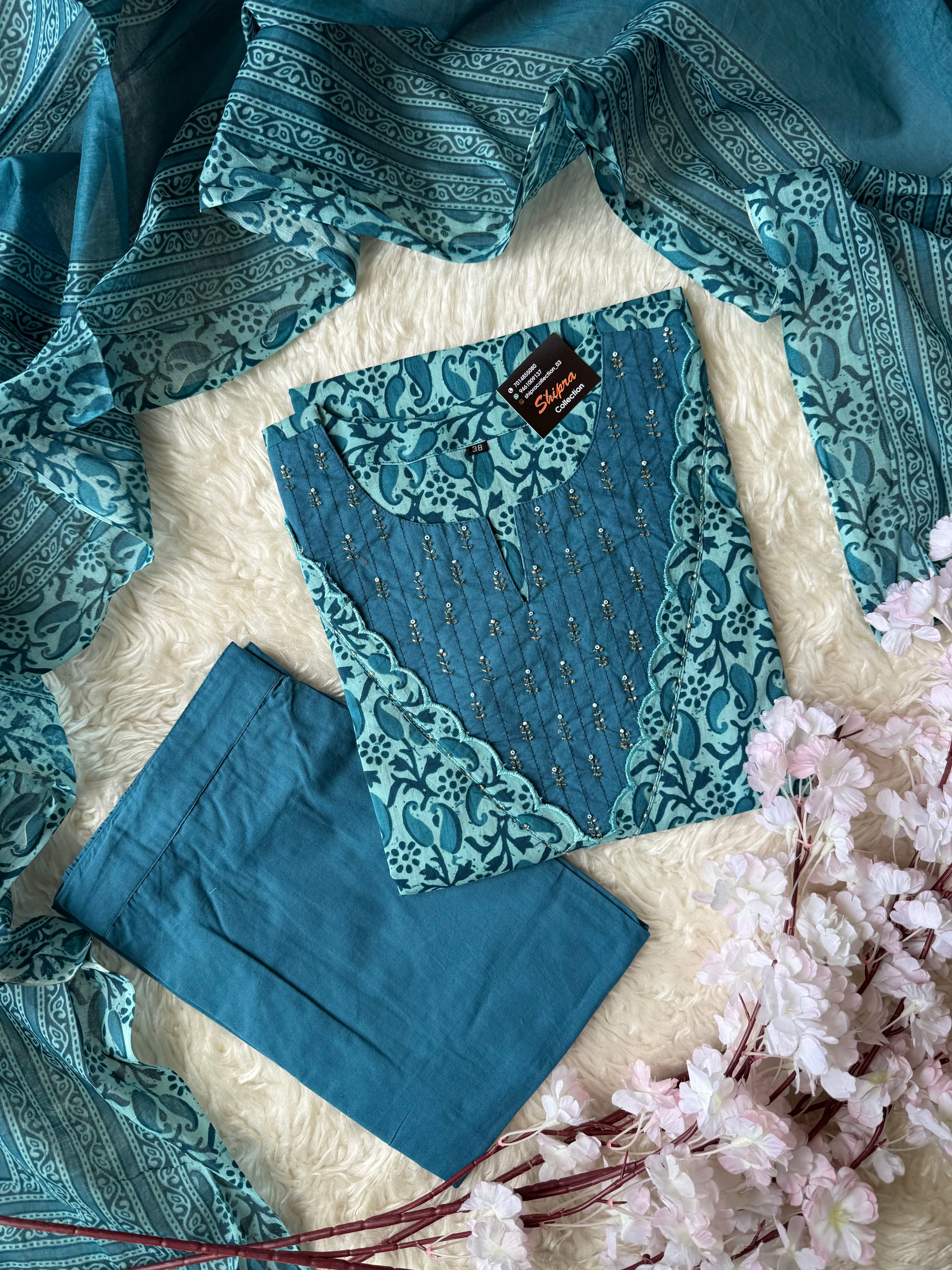 Premium Cotton Kurti Pant Dupatta Set