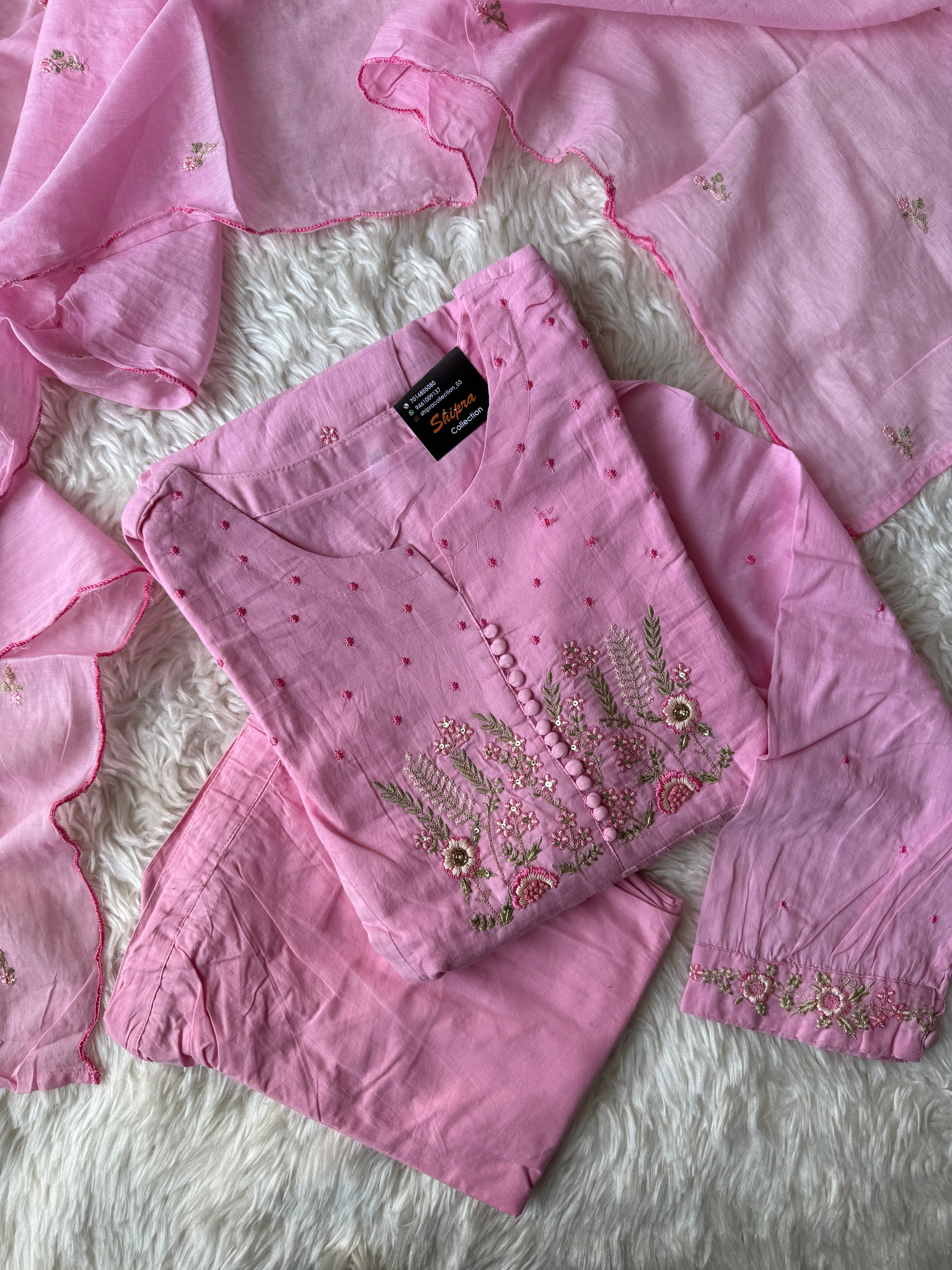 Premium Mul Cotton Thread Work Set